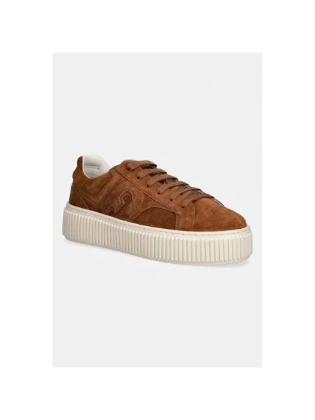 Sneakersy Furla sznurowane skórzane brązowe