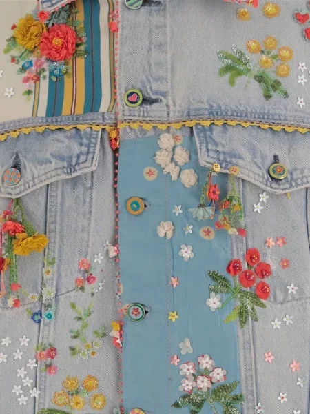 Geacă de blugi Pero cu model floral albastru