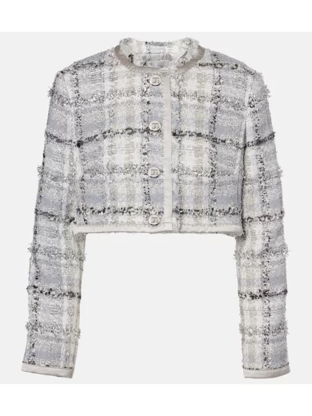 Kurtka Dolce&gabbana w kratkę tweedowa o krotszym kroju szara