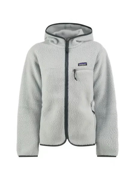 Geacă Patagonia din fleece cu glugă gri