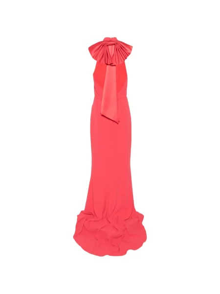 Rochie maxi Nicole Miller cu funde fără mâneci roșu