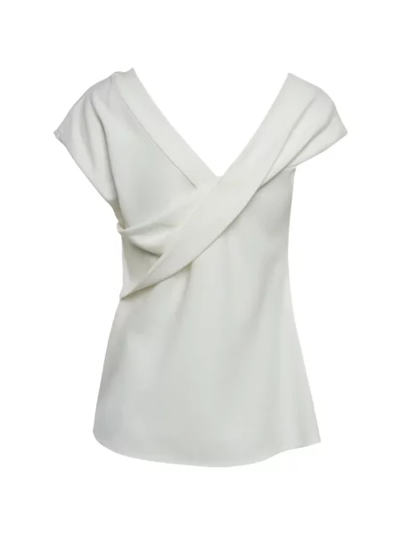 Top Dvf Diane Von Furstenberg drapat din crep alb