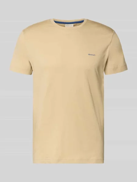 T-shirt z detalem z logo Gant beżowa