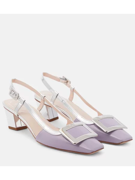 Usnjene salonarji Roger Vivier z odprtimi petami vijolična