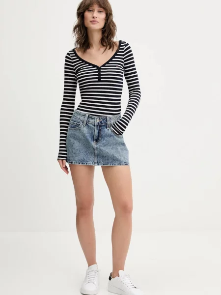 Hollister Co. spódnica jeansowa mini ołówkowa niebieski