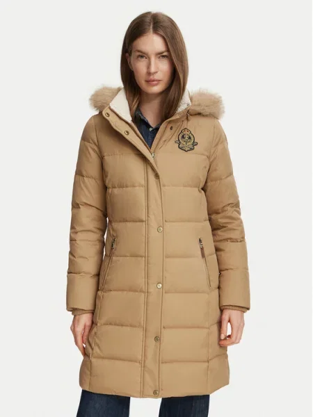 LAUREN RALPH LAUREN Pūkinė striukė Ruda smėlinė