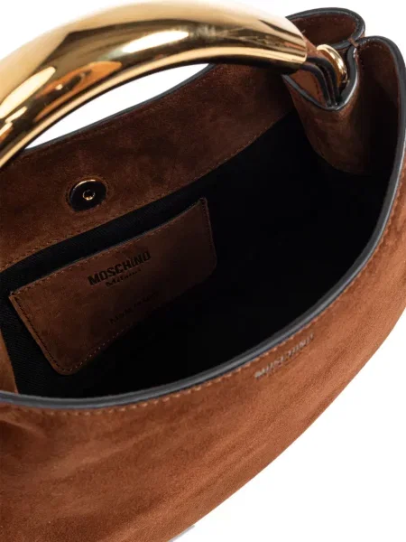 Geantă Moschino din piele de căprioară maro
