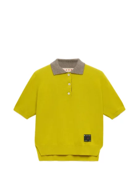 Gulerat tricou polo Marni din cașmir galben