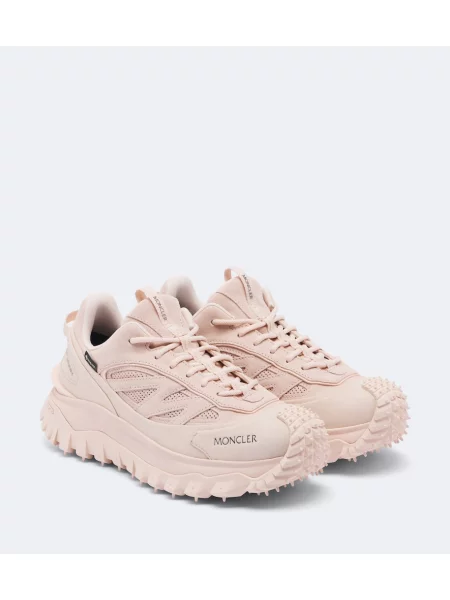 Sneakerși Moncler Trailgrip din piele de căprioară roz