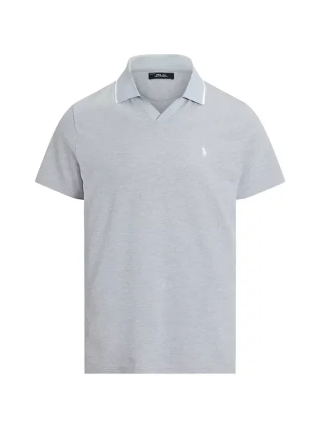 Polo majica Rlx Ralph Lauren s vezom s V-izrezom siva