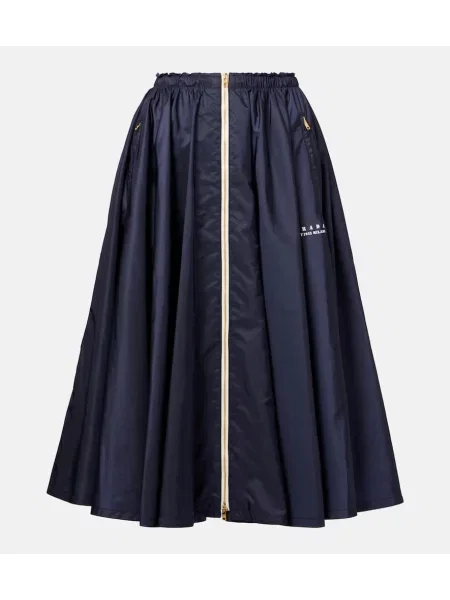 Fustă midi Prada până la genunchi albastru