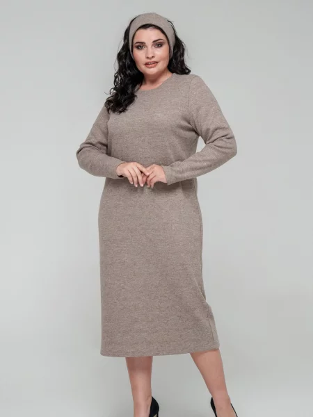 Сукня міді All Posa вовна/поліестер бежевий