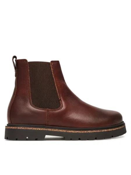 Кожени боти Birkenstock с равна подметка кафяво