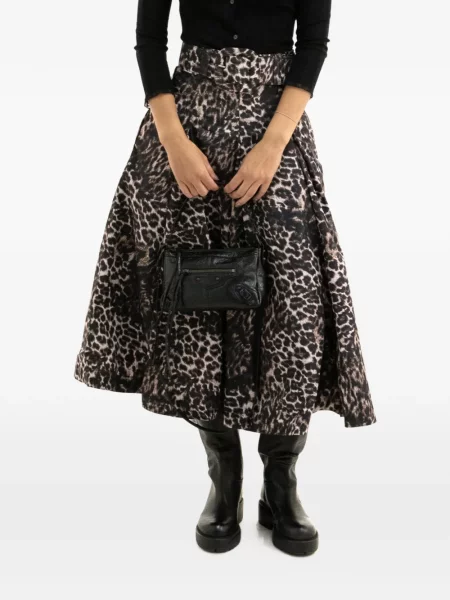 Fustă midi Samantha Sung cu imagine cu model leopard negru