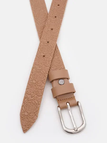 Кожаный ремень Borsa Leather с ремешками бежевый