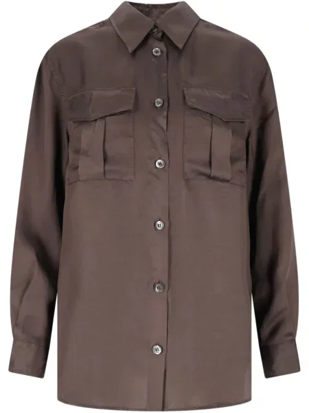 Cămașă Aspesi cu mâneci lungi lungă maro