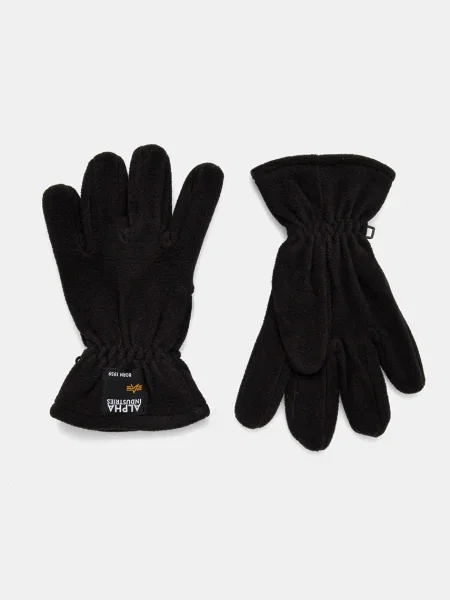 Alpha Industries Rukavice Label Fleece čierna