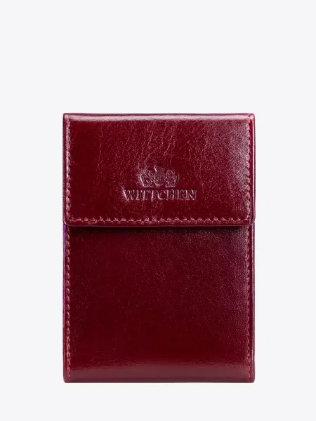 Etui na karty skórzane rozkładane bordowe