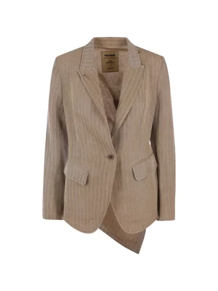 Sacou Uma Wang asimetric cu model herringbone maro