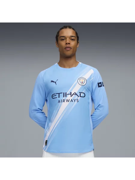 Autentyczna koszulka domowa z długim rękawem Manchester City PUMA niebieska