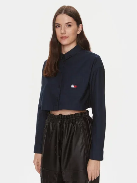 Tommy Jeans Košulja Badge tamnoplava