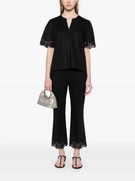Pantaloni Twinset din dantelă negru