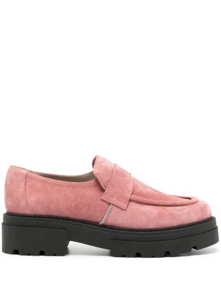 Pantofi loafer Fabiana Filippi din piele de căprioară slip-on roz