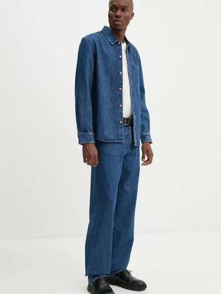 Джинсова сорочка A.P.C. surchemise vittorio brodee regular класичний комір синій