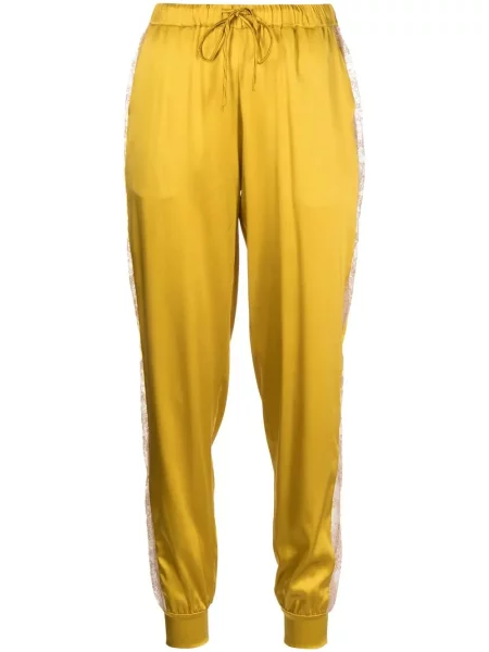 Pantaloni Carine Gilson de mătase galben