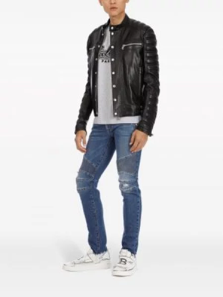 Siaurėjantys siaurėjantys džinsai Balmain su įbrėžimais
