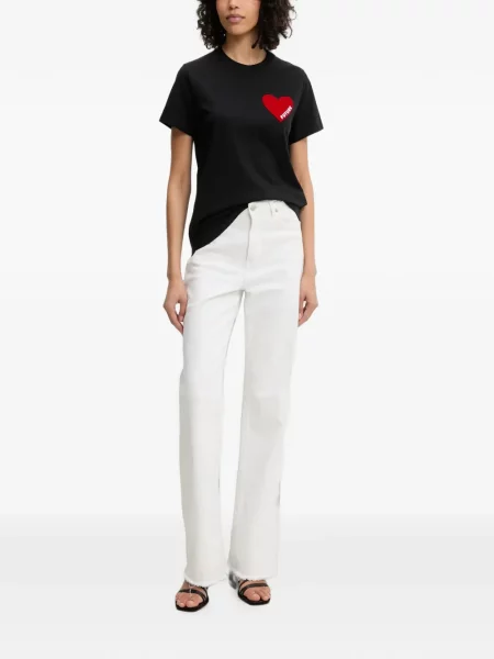 Tricou From Future cu motiv cu inimi negru