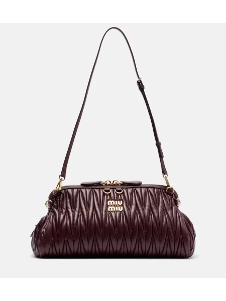 Geantă plic Miu Miu din piele bordo