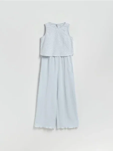 Reserved Комбінезон із мереживним верхом світло-блакитний блакитний