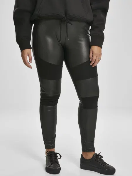 Leggings Urban Classics din piele negru