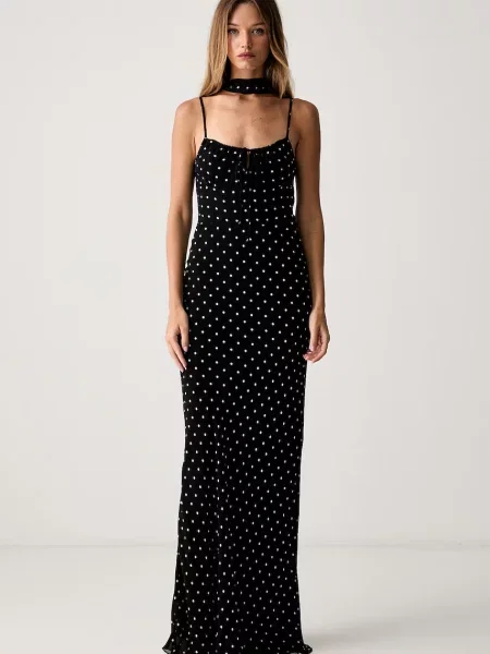 Le Privé sukienka z ROSELINE CHIFFON DOTS czarna