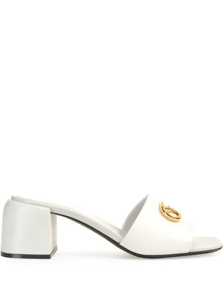 Papuci tip mules Sergio Rossi din piele alb