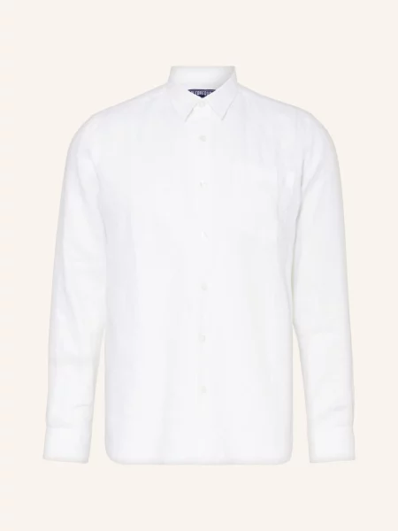 Vilebrequin Lněná Košile Caroubis Regular Fit bílá