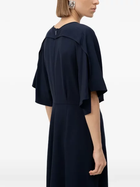 Lung rochie Boss din crep business albastru