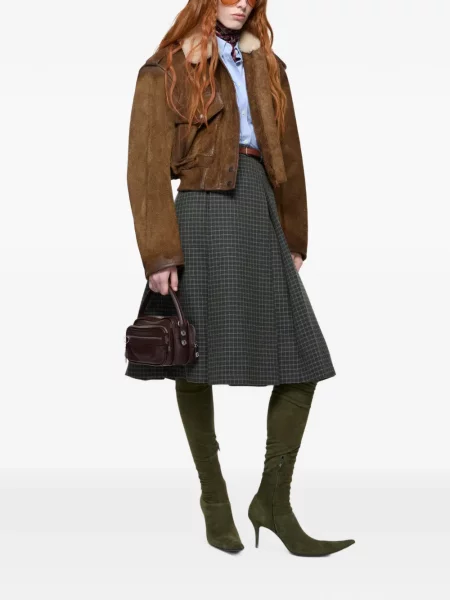Geacă bomber Acne Studios din piele de căprioară maro