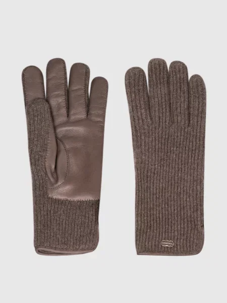 Комбіновані рукавички з кашеміром Agnona коричневі
