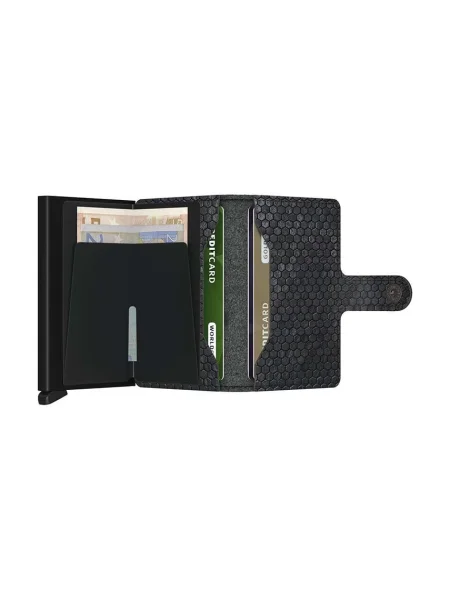 Secrid bőr pénztárca Miniwallet Hexagon Black fekete