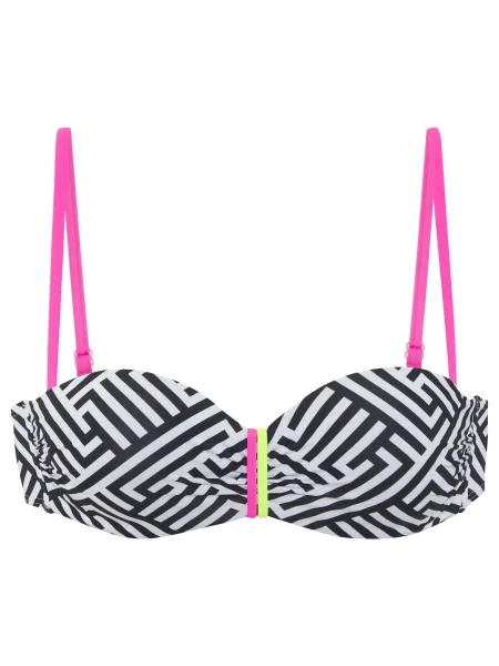 BUFFALO Sutien costum de baie galben neon / roz / negru alb