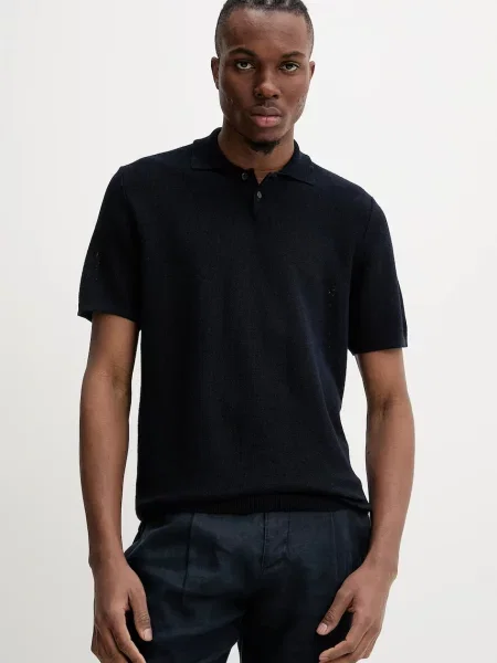 A.P.C. tricou polo din in polo jay bleumarin uni