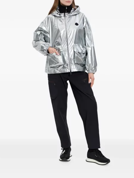 Geacă Moncler cu glugă argintiu