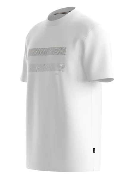 Tricou Boss cu dungi cu imagine alb