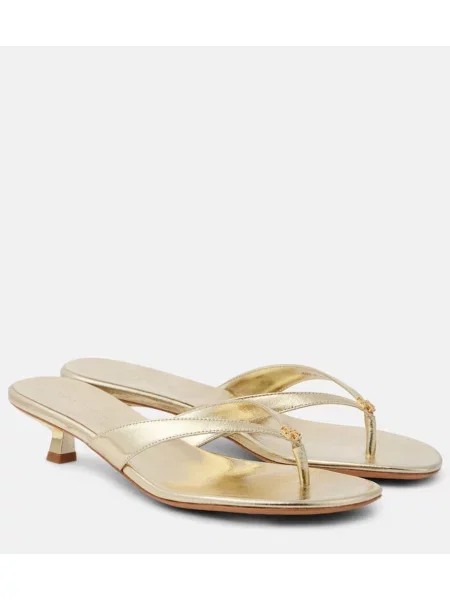 Chiloți tanga Tory Burch din piele auriu