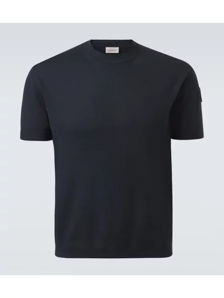 Tricou Moncler de mătase albastru