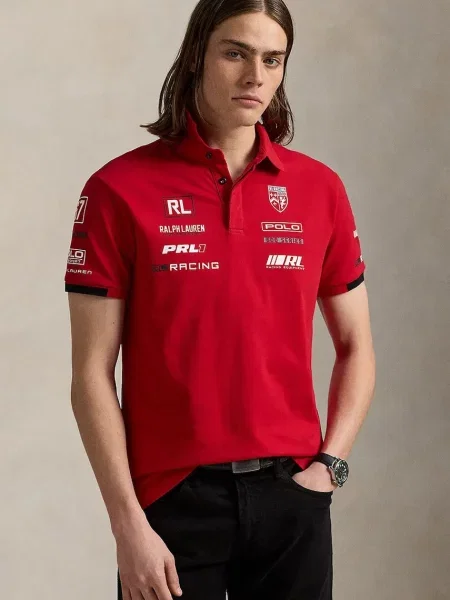 Polo Ralph Lauren tricou polo Short Sleeve cu imprimeu roșu