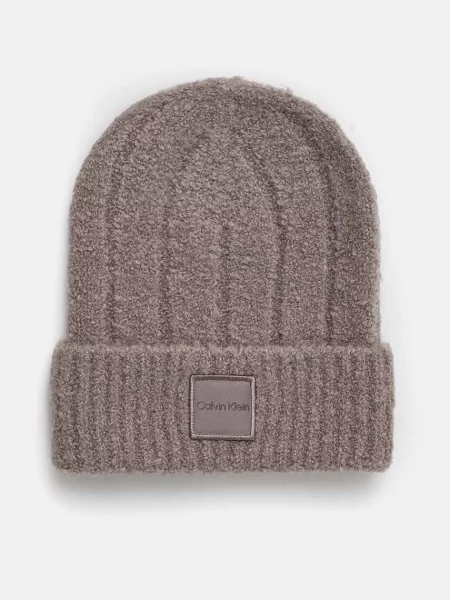 Calvin Klein czapka z domieszką wełny szary beżowa