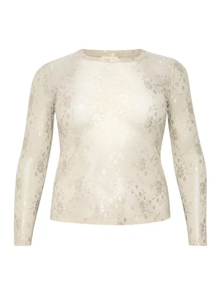 KAFFE CURVE Tričko nikoline svetlosivá biela